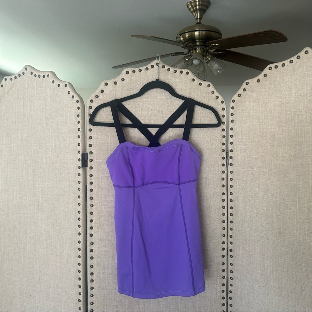 Purple Lululemon Criss Cross Strap Built in Bra Tank Top